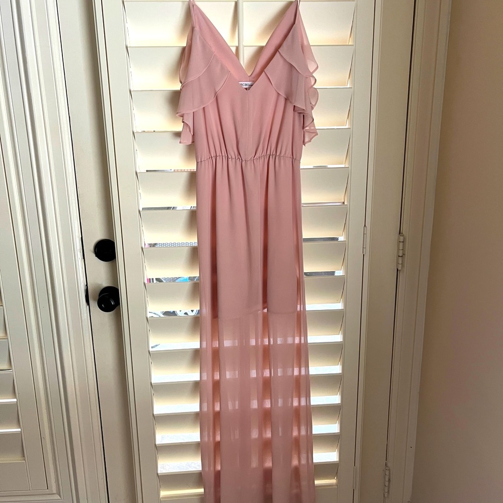 Blush pink. Sheer layer on top